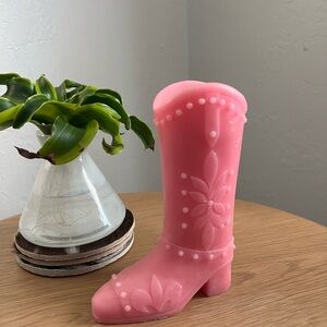 Pink Decorative Boot Candle